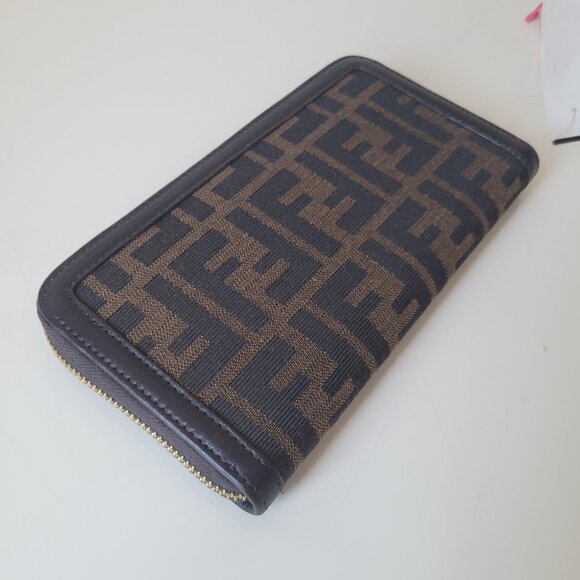 FENDI Tobacco Zucca Canvas Zip Around Wallet - Picture 14 of 16